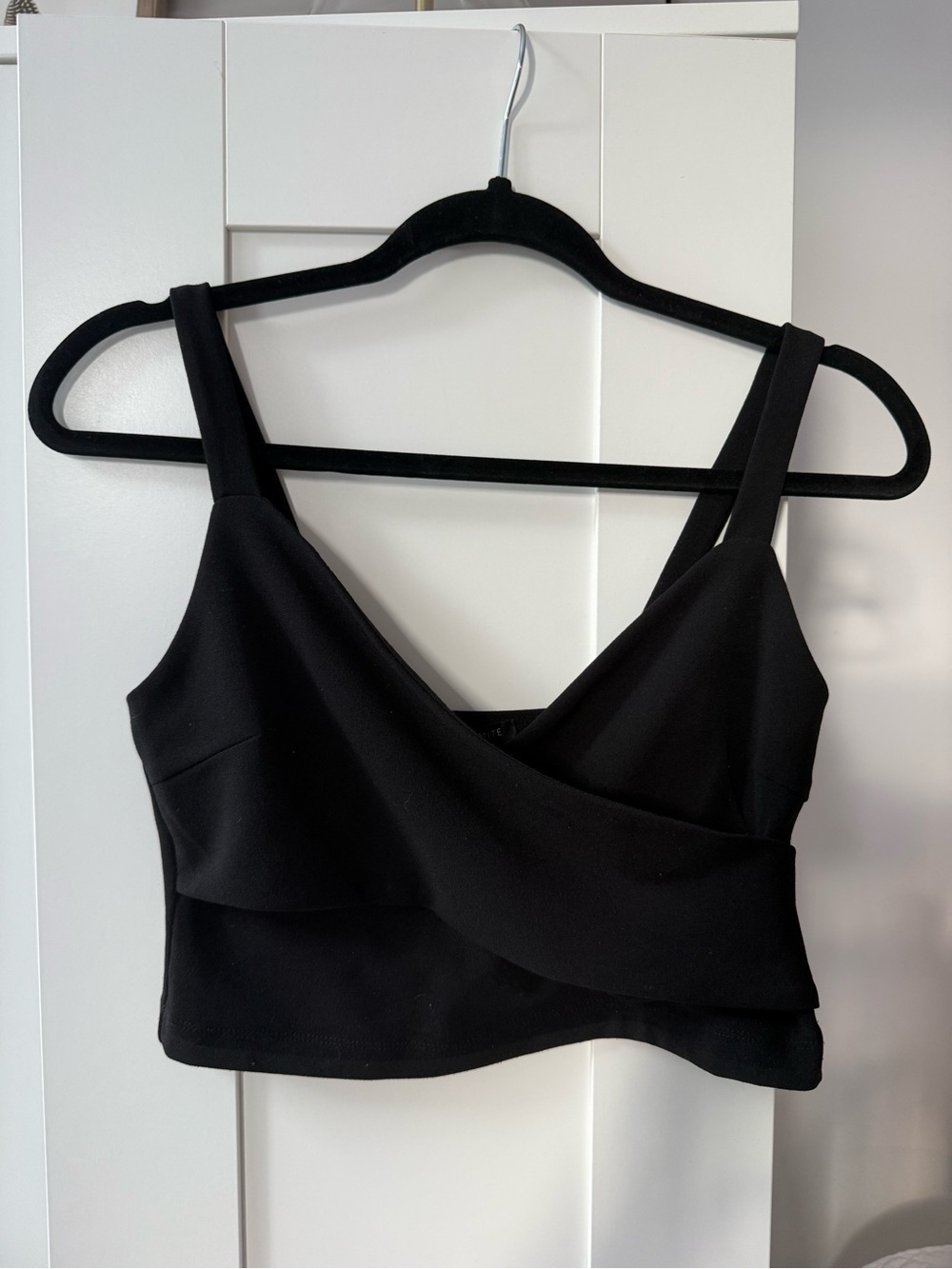 Dynamite Black Wrap Crop Top with Wide Straps